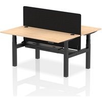 Air Back - to - Back 1600 x 800mm Height Adjustable 2 Person Bench Office Desk Maple Top - Cable Ports Black Frame - Black Straight Screen