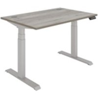TC Office Rectangular Dual Motor Sit Stand Desk - 1200X800 - Grey Oak/Silver