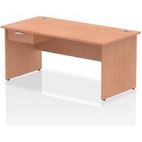 Impulse 1600 x 800mm Straight Office Desk Beech Top Panel End Leg