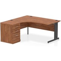 Impulse 1600 LH Crescent Desk Cable Managed Walnut/Black 600 DH Ped