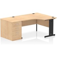 Impulse 1400 RH Crescent Desk Maple Top Black Cable Managed 800 DH Ped