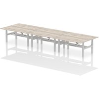 Air B2B 1800x800mm Height Adjustable 6P Bench Desk CP Grey Oak/Silver