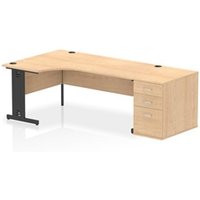 Impulse 1800 LH Crescent Desk Maple Top Black Cable Managed 800 DH Ped