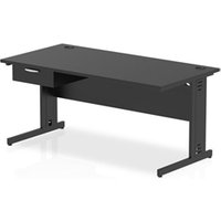 Impulse 1600x800 Desk Black/Black Cable Managed Leg 1 Dr Fixed Ped