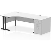 Impulse 1800 LH Crescent Desk Cantilever White/Black 800 Desk High Ped