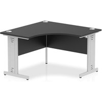 Impulse 1200mm Corner Office Desk Black Top Silver Cable Managed Leg