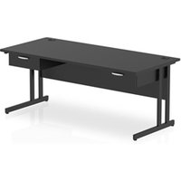 Impulse 1800x800 Desk Black/Black Cantilever Leg 2x1 Drawer Fixed Ped