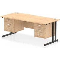 Impulse 1800x800 Desk Maple/Black Cantilever Leg 2x3 Drawer Fixed Ped