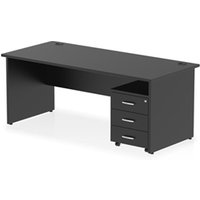 Impulse 1800 x 800mm Straight Office Desk Black Top Panel End Leg