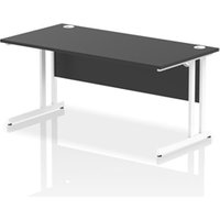 Impulse 1600x800mm Straight Office Desk Black Top White Cantilever Leg