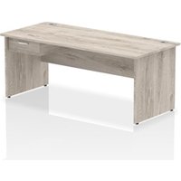 Impulse 1800 x 800mm Straight Office Desk Grey Oak Top Panel End Leg