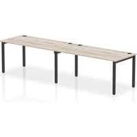 Impulse Bench Single Row 2 Person 1600 Black Frame Bench Desk Grey Oak