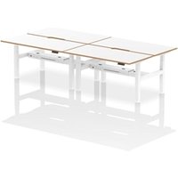 Air B2B Oslo 1600x800 Adjustable 4P Bench Desk Wood Edge White/White