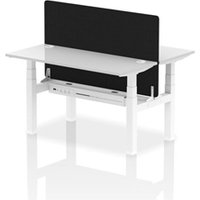 Air Back - to - Back 1400 x 600mm Height Adjustable 2 Person Bench Office Desk White Top - Cable Ports White Frame - Black Straight Screen