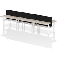 Air B2B 1600x800 Adjustable 6P Bench Desk Scallop Gry Oak/White/Screen