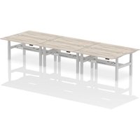 Air B2B 1600x800mm Height Adjustable 6P Bench Desk CP Grey Oak/Silver