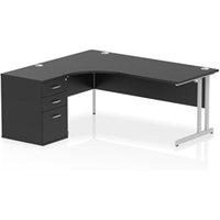 Impulse 1800 LH Crescent Desk Black/Silver Cantilever Leg 600 DH Ped