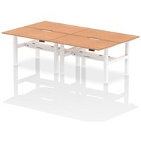 Air B2B 1400x800mm Height Adjustable 4P Bench Desk Scalloped Oak/White