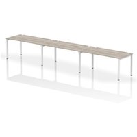 Impulse Bench Single Row 3 Person 1600 White Frame Bench Desk Grey Oak