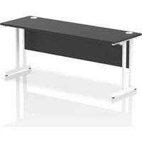Impulse 1800x600mm Straight Office Desk Black Top White Cantilever Leg