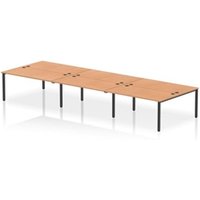 Impulse Bench B2B 6 Person 1600 Black Frame Office Bench Desk Oak