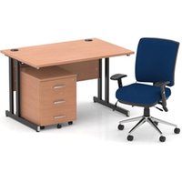 Impulse 1200 Desk Beech/Black Cantilever 3 Dr Mobile Ped Blue Chair