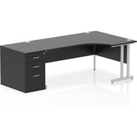 Impulse 1800 RH Crescent Desk Black/Silver Cantilever 800 Desk Hi Ped