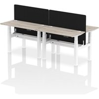 Air B2B 1200x600mm Adjustable 4P Bench Desk CP Grey Oak/White + Screen