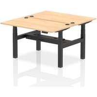 Air Back - to - Back 1400 x 800mm Height Adjustable 2 Person Bench Office Desk Maple Top - Cable Ports Black Frame
