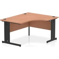 Impulse 1400 RH Crescent Desk Beech Top Black Cable Managed Leg