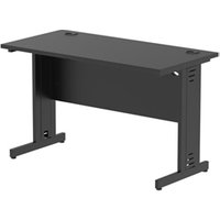 Impulse 1200x600mm Straight Desk Black Top Black Cable Managed Leg