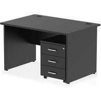 Impulse 1200x800 Desk Black Top Panel End 3 Drawer Mobile Pedestal