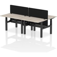 Air B2B 1200x800mm Adjustable 4P Bench Desk CP Grey Oak/Black + Screen
