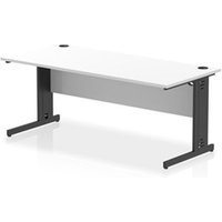 Impulse 1800x800mm Straight Desk White Top Black Cable Managed Leg