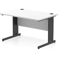 Impulse 1200x800mm Straight Desk White Top Black Cable Managed Leg