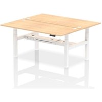 Air Back - to - Back 1800 x 800mm Height Adjustable 2 Person Bench Office Desk Maple Top - Cable Ports White Frame