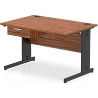 Impulse 1200x800 Desk Walnut/Black Cable Managed Leg 1 Dr Fixed Ped