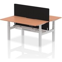 Air B2B 1600x800 Adjustable 2P Bench Desk Scallop Beech/Silver +Screen
