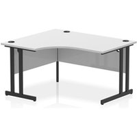 Impulse 1400 LH Crescent Office Desk White Top Black Cantilever Leg