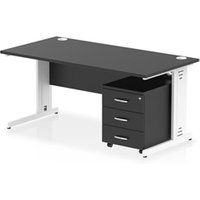 Impulse 1600x800 Desk Black/White Cable Managed 3 Drawer Mobile Ped