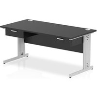 Impulse 1600x800 Desk Black/Silver Cable Managed 2x1 Drawer Fixed Peds