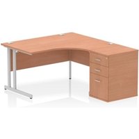 Impulse 1400 RH Crescent Desk Cantilever Beech/Silver 600 Desk Hi Ped