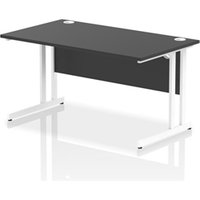 Impulse 1400x800mm Straight Office Desk Black Top White Cantilever Leg