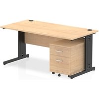Impulse 1600x800 Desk Maple/Black Cable Managed 2 Drawer Mobile Ped