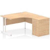 Impulse 1400 RH Crescent Desk Cantilever Maple/White 600 Desk High Ped