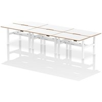 Air B2B Oslo 1400x800 Adjustable 6P Bench Desk Wood Edge White/White