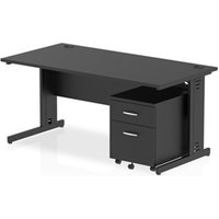 Impulse 1600x800 Desk Black/Black Cable Managed 2 Drawer Mobile Ped