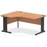 Impulse 1600 LH Crescent Office Desk Oak Top Black Cable Managed Leg