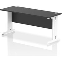 Impulse 1600x600mm Straight Desk Black Top White Cable Managed Leg