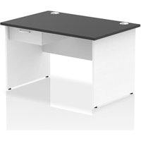 Impulse 1200 x 800mm Straight Office Desk Black Top White Panel End